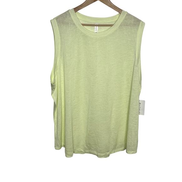 Athleta Womens Breezy Tank Top 3X Yellow Crew Neck Pullover Workout Athletic - Picture 2 of 10
